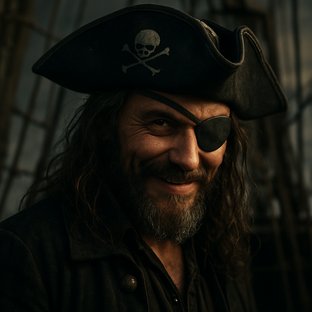 Ronny reimagined as a pirate captain on deck